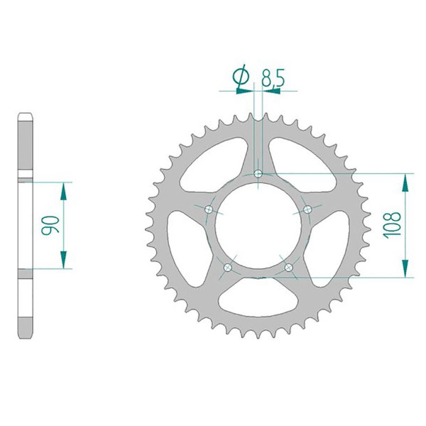 Kettenrad 35303-43 STAHL #520 43 Zähne