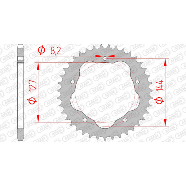 Kettenrad 50607-39 STAHL #520 PCD nur verwendbar mit Adapter PCD1 / PCD2