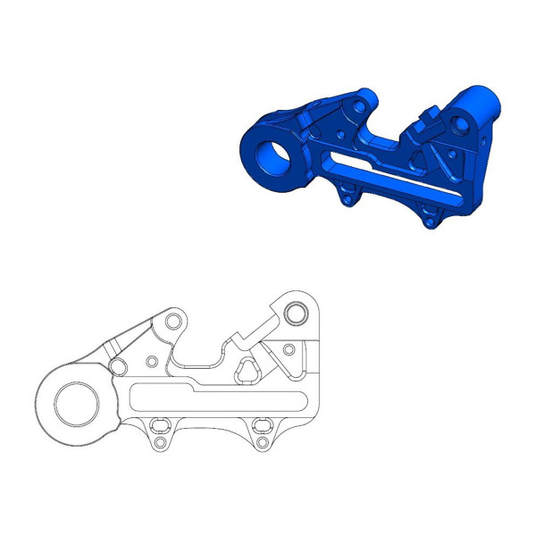 Bremssattel-Adapter Moto-Master 211141 hinten OEM 220 mm Ø 22mm Achse blau