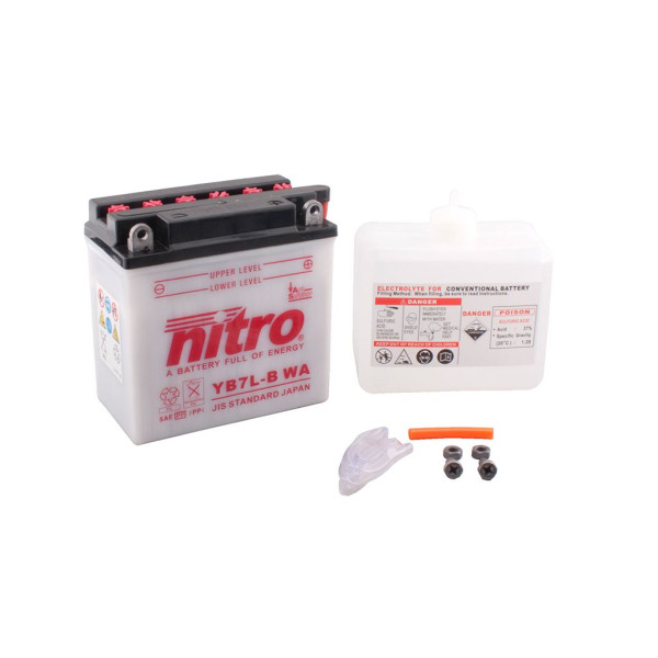 Batterie 12V 8AH YB7L-B Blei-Säure HC Nitro 50812 mit Säurepack