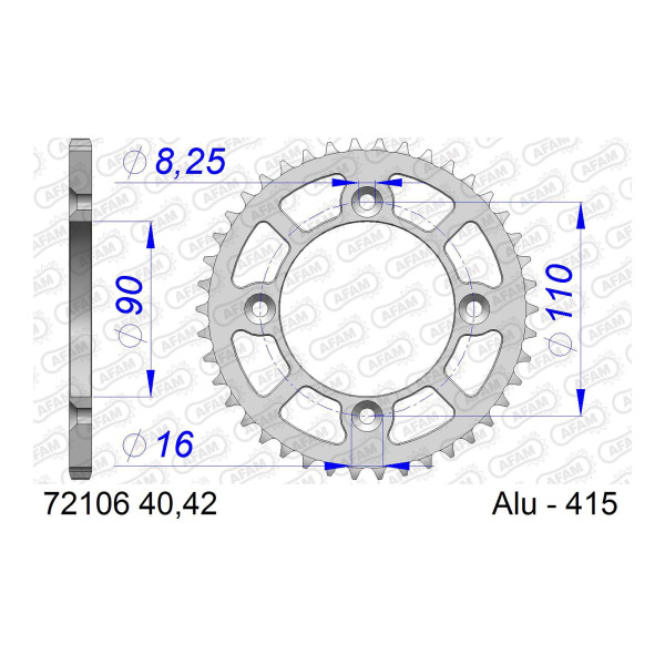 Kettenrad 72106-46 ALU #415