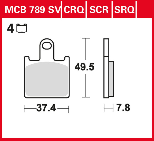 Bremsbelag TRW MCB789SCR Sinter-Carbon Racing