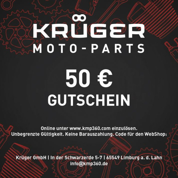 Krüger Moto-Parts Geschenk-Gutschein KMP360.de 50 EURO EKG-KMP-50