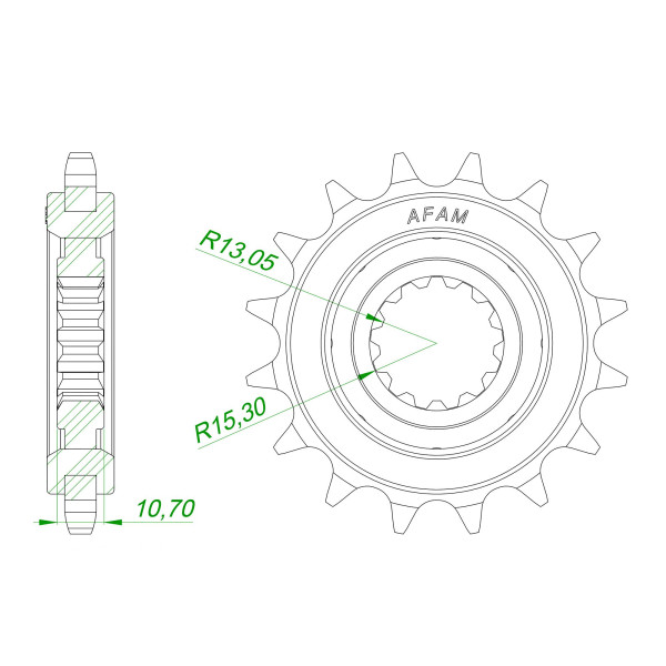 AFAM Ritzel Gummi #525 Silent Sprocket 15 Zähne 21607NR-15