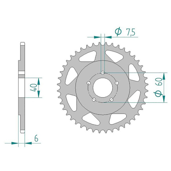 Kettenrad 72104-44 ALU #420 für KTM 50 SX