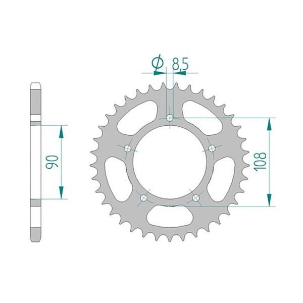 Kettenrad 50601-38 STAHL #520 38 Zähne