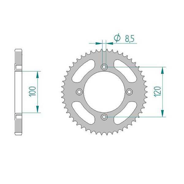 Kettenrad 38200-46 STAHL #428 46 Zähne