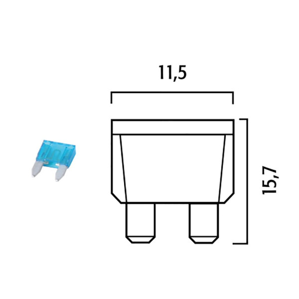 Sicherung 15AH Flachsicherung Klein Farbe: Hellblau 10er Box