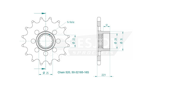 Esjot Ritzel 50-32185-16 #520 16 Zähne 50-32185-16S