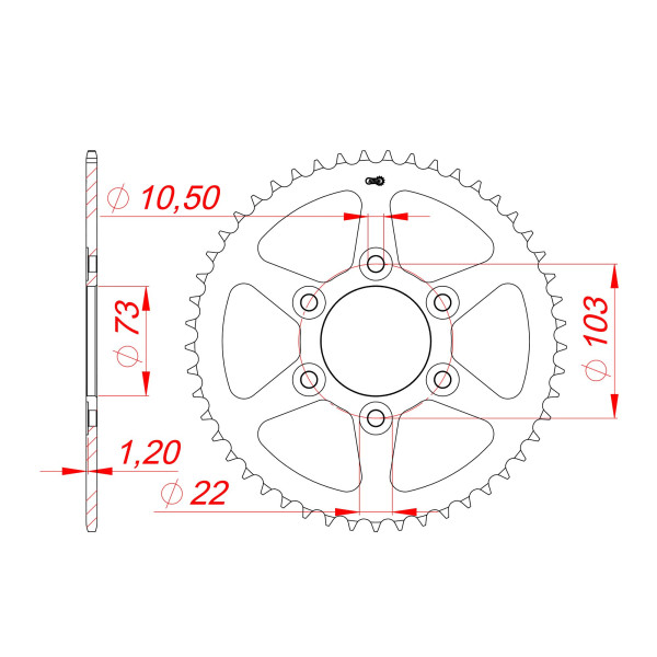 AFAM Kettenrad STAHL #525 49 Zähne 50903-49