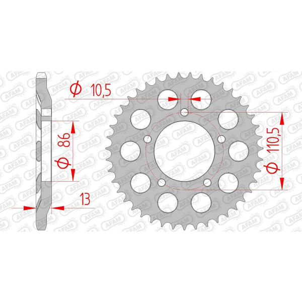 AFAM Kettenrad STAHL #520 43 Zähne 56501-43