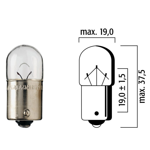 Lampen Flösser 12V 10W BAU15s orange Kugelbirne versetzte Pins - 10er B