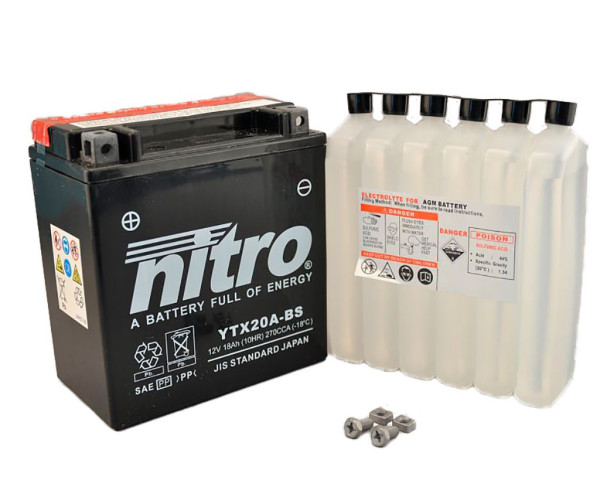 Batterie 12V 17AH YTX20A-BS Wartungsfrei Nitro