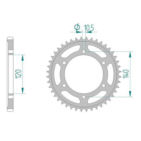 Kettenrad 14507-40 STAHL #525 40 Zähne