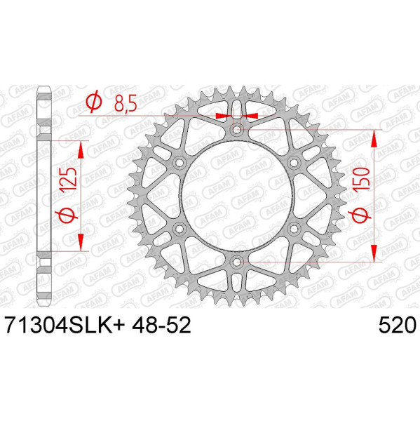 AFAM Kettenrad STAHL #520 S/C 71304SLK+47