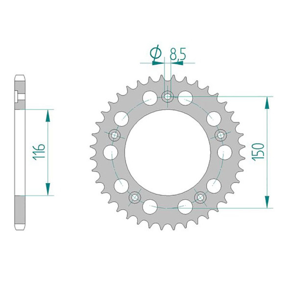 Kettenrad 36306-43 ALU #520 APR RS250