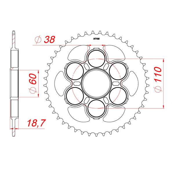 AFAM Kettenrad STAHL #520 50806-45