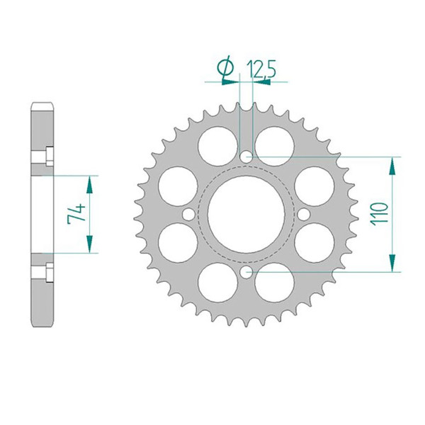 Kettenrad 12401-36 STAHL #530 36 Zähne