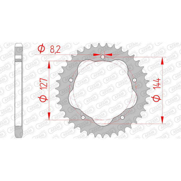 Kettenrad 50608-39 STAHL #525 PCD nur verwendbar mit Adapter PCD1 / PCD2