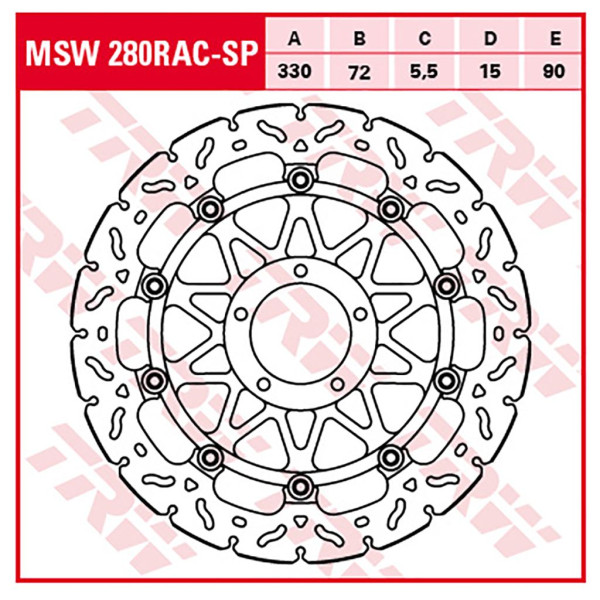 Bremsscheibe TRW MSW280RAC-SP 5,5 mm ohne ABE