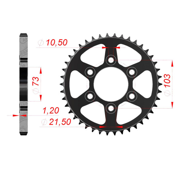 AFAM Kettenrad STAHL #525 50903-42