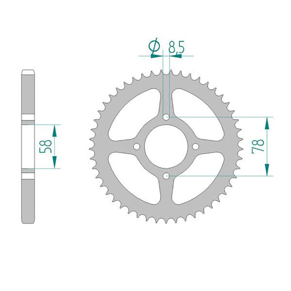 Esjot Kettenrad 14201-45 STAHL #428 45 Zähne 50-15006-45