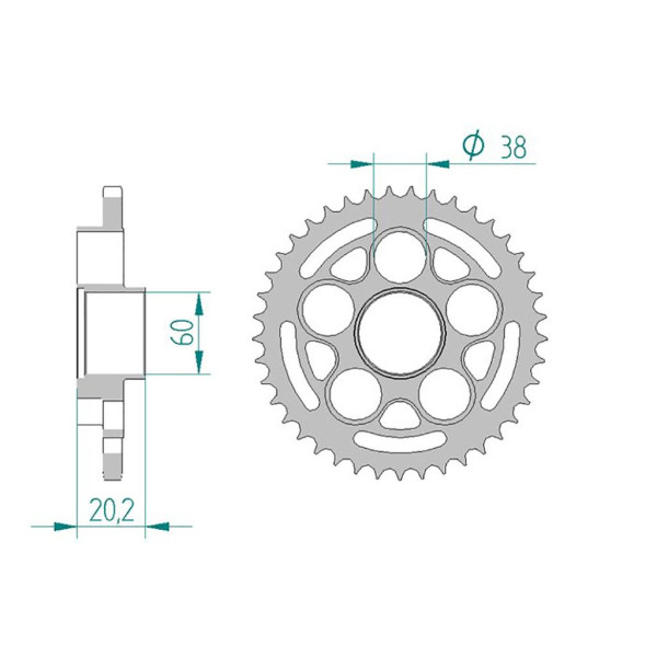 Kettenrad 50614-43 STAHL #520 43 Zähne