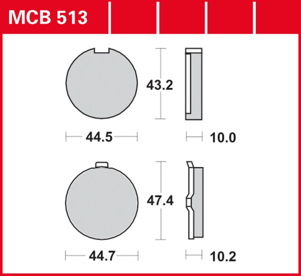 Bremsbelag TRW MCB513 organischer Allround-Bremsbelag