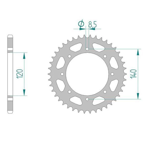 Esjot Kettenrad 16600-47 STAHL #520 47 Zähne 50-32028-47