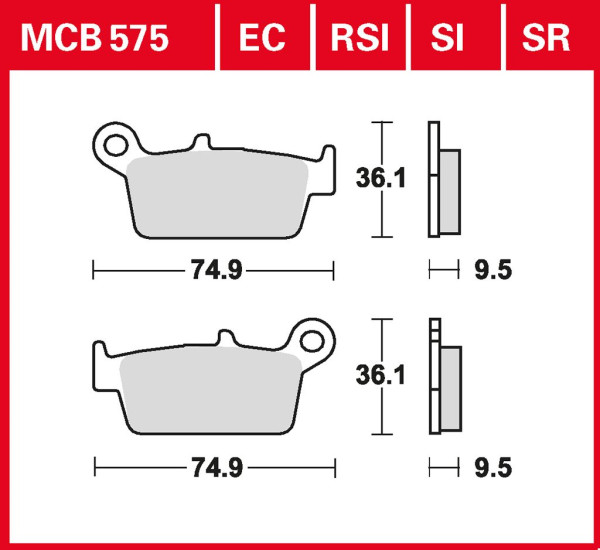 Bremsbelag TRW MCB575RSI Sinter Offroad Racing