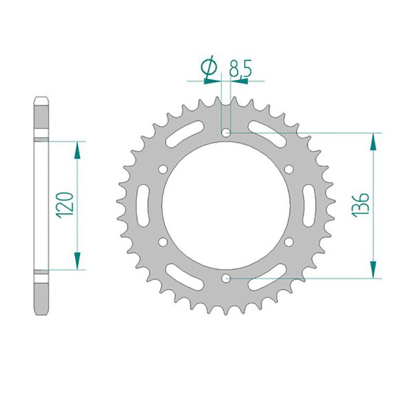 Kettenrad 12304-41 STAHL #520 41 Zähne