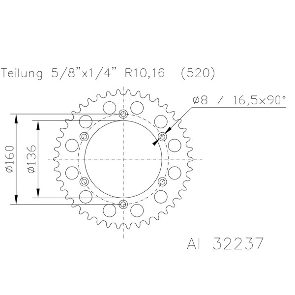 Kettenrad 51-32237-48 ALU #520