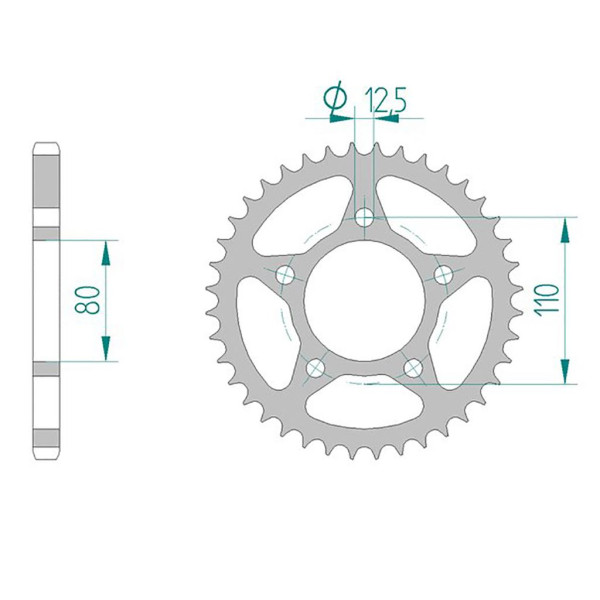 Kettenrad 10608-46 STAHL #525 46 Zähne