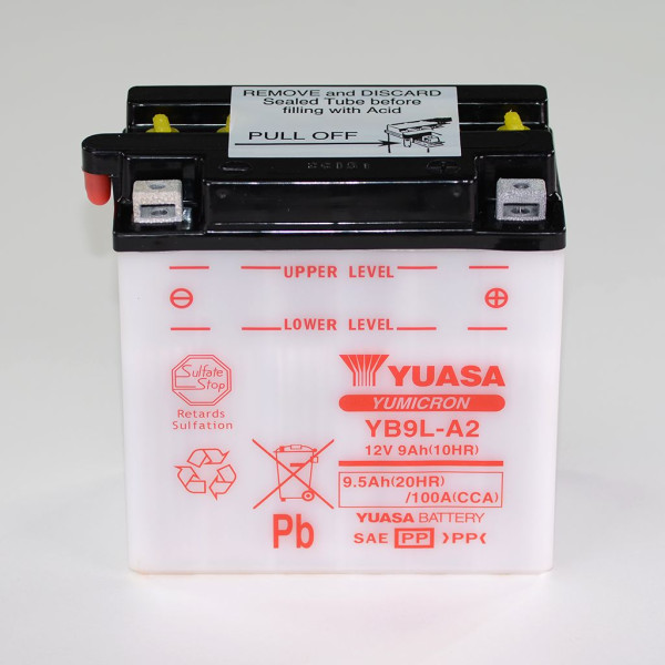 Batterie 12V 9AH YB9L-A2 Blei-Säure Yuasa 50916 ohne Säurepack